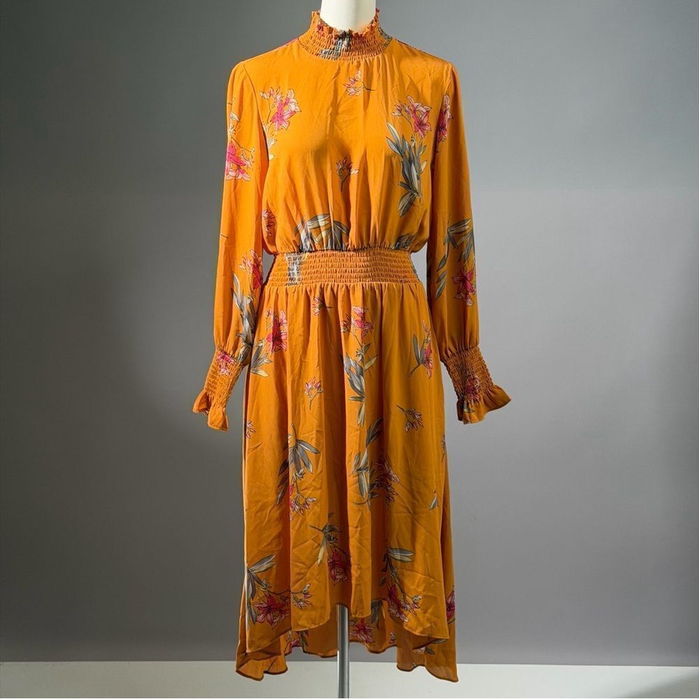 Nanette Lepore Mustard Floral Long Sleeve Dress (rack9)